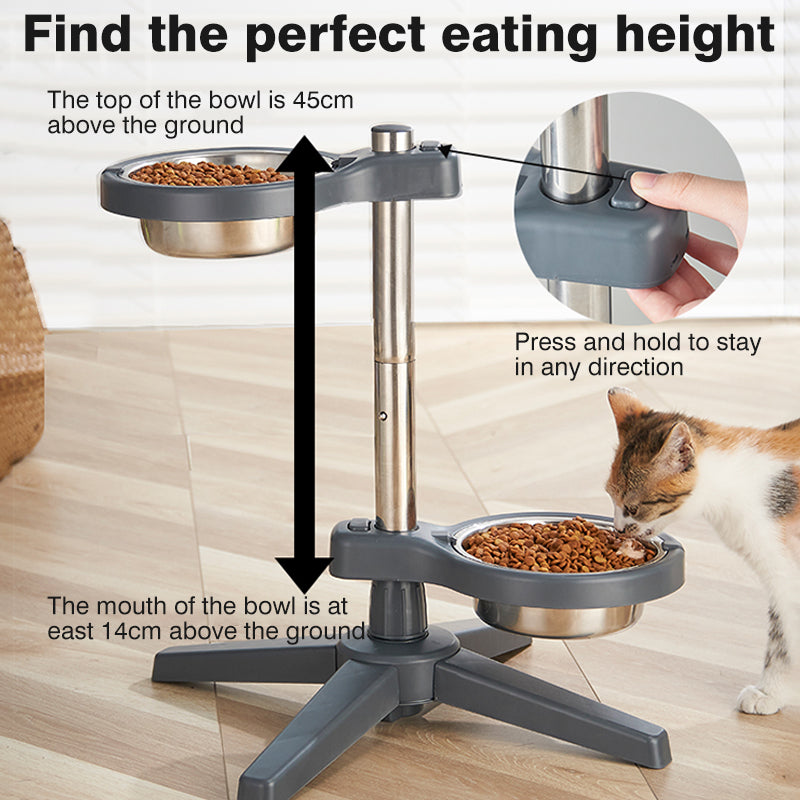 JOYTALE Adjustable Lift Dog Bowl, 360-degree Rotation To Adjust Position