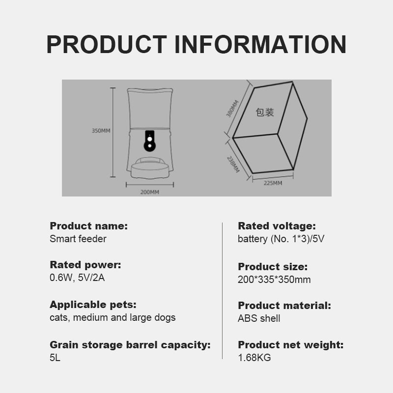 JOYTALE Intelligent pet feeder allows for interactive and fixed-point feeding at any time-5L