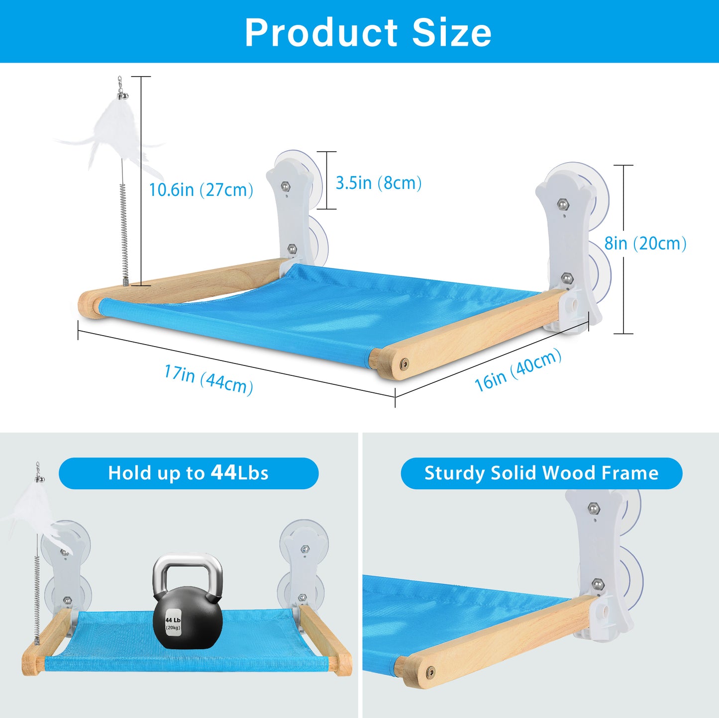JOYTALE Cat Window Hammock Window Perch, Safety Cat Shelves Space Saving Window Mounted Cat Seat for Large Cats