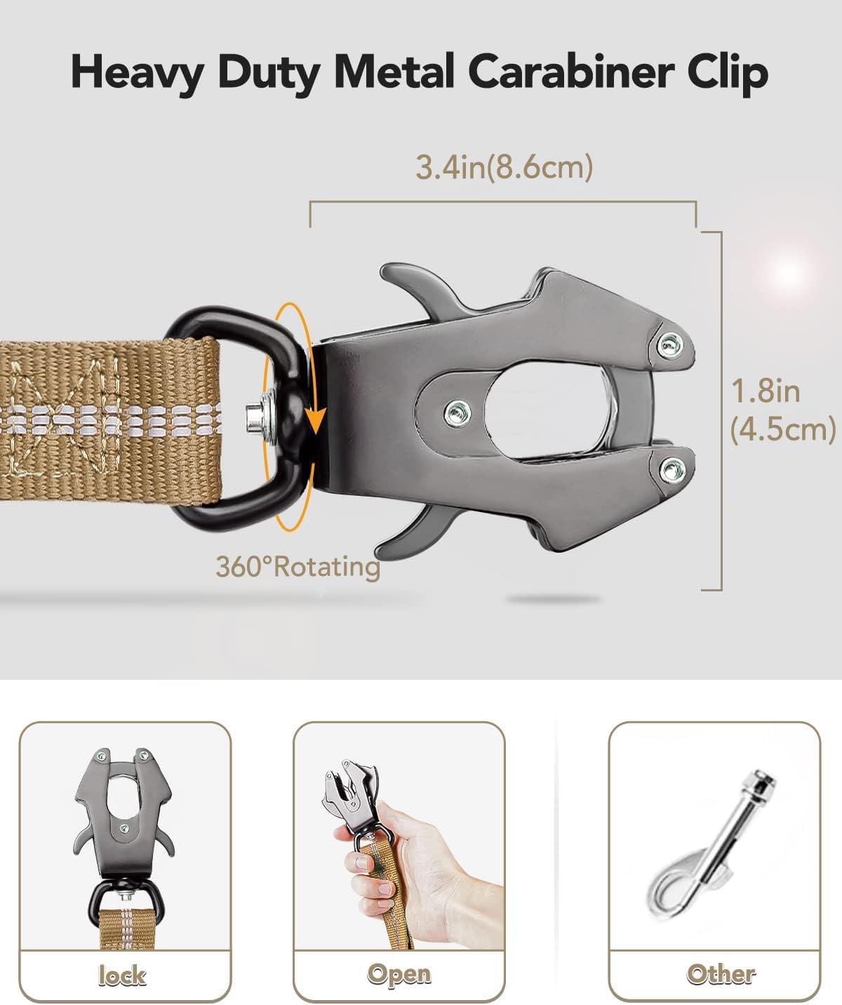 JOYTALE Shock Absorbing Bungee Heavy Duty Tactical Dog Leash with 2 Padded Handle