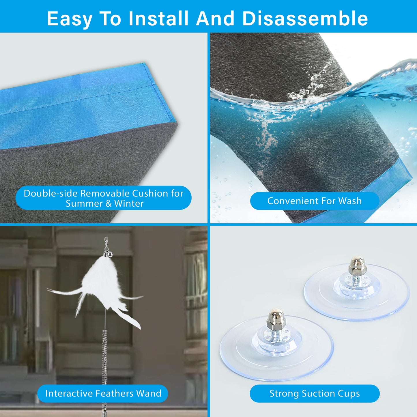 JOYTALE Cat Window Hammock Window Perch, Safety Cat Shelves Space Saving Window Mounted Cat Seat for Large Cats