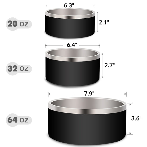 JOYTALE Pet Water Bowls，Stainless Steel Non-slip Pet Feeding and Drinking Bowls