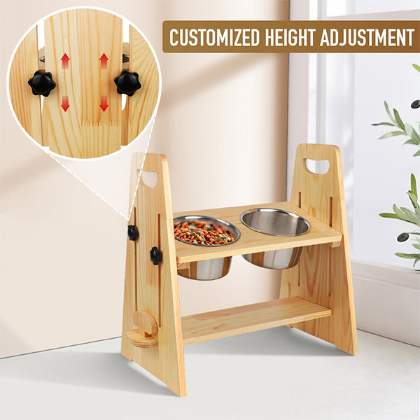 JOYTALE Elevated Dog Bowl Pine Stand