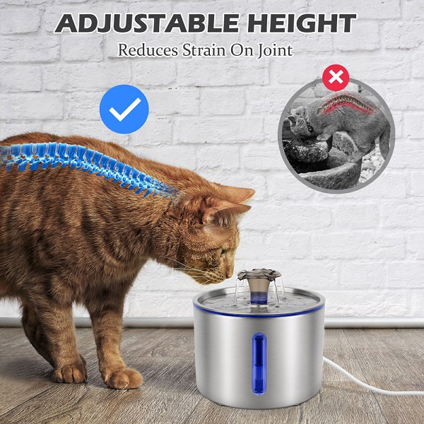 JOYTALE Stainless Steel Pet Water Fountain with Filter